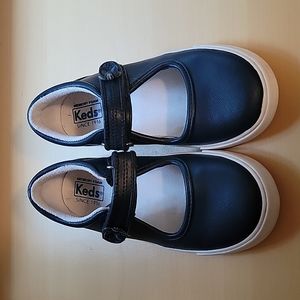Keds Kid's Navy Blue Genuine Leather Mary Jane's Shoes Size 11M With Velcro